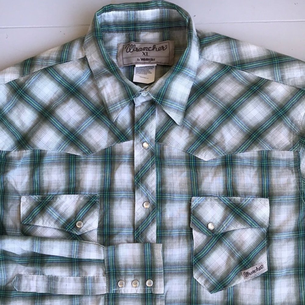 WRANGLER Wrancher Pearl Snap Button Cowboy Shirt